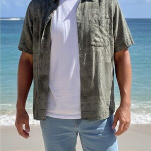 Batik Bay Men's Green Short Sleeve Shirt Hawaiian Cruise summer lightweight XL